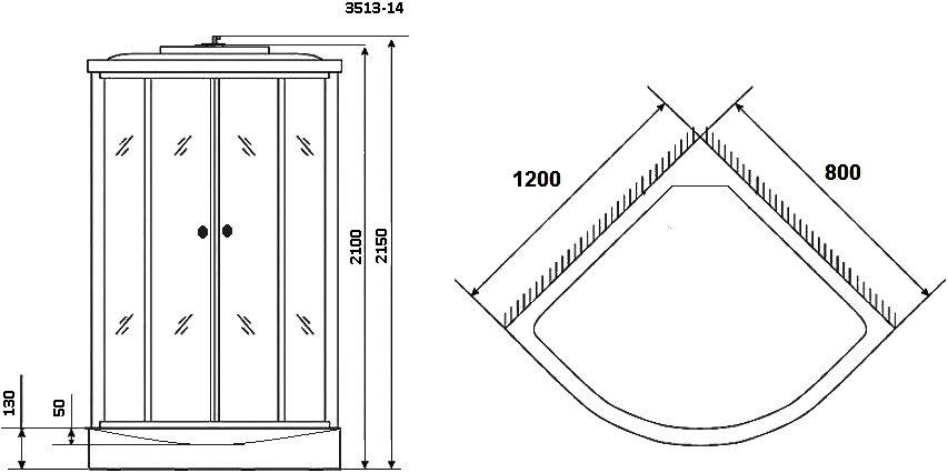 Душевая кабина Niagara NG-3513-14R 120х80