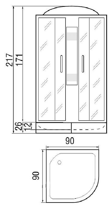 Душевая кабина River Lena 90/26 МТ 90х90