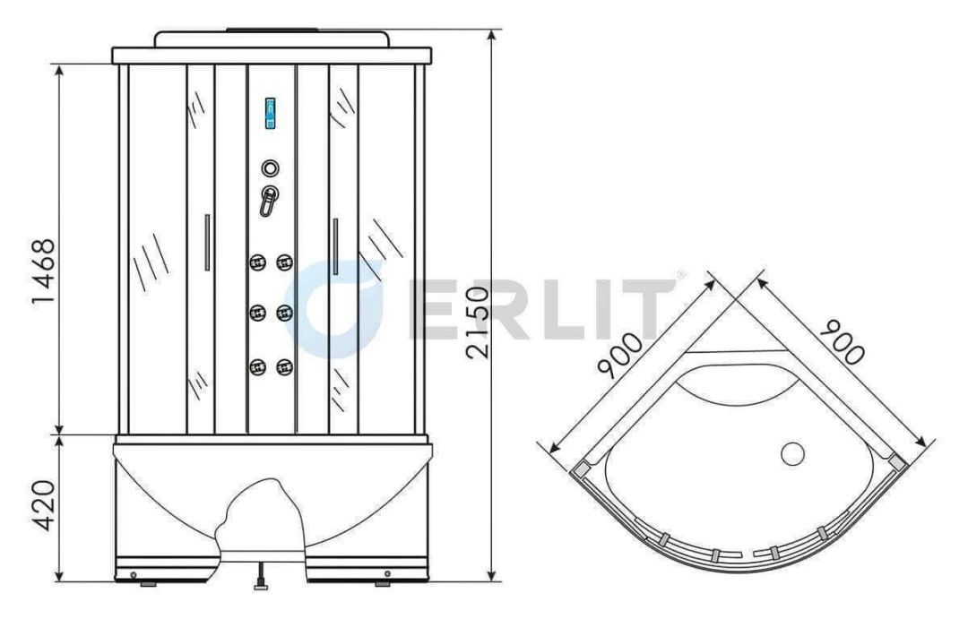 Душевая кабина Erlit ER2509TP-C4 90х90