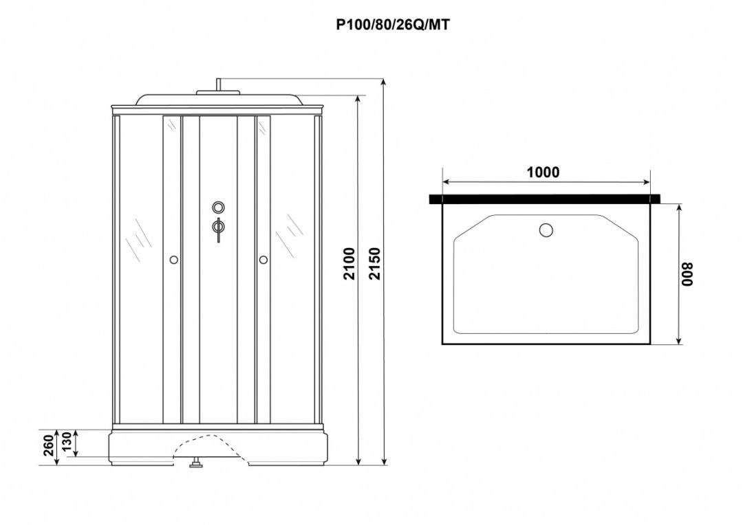 Душевая кабина Niagara Promo P100/80/26Q/MT