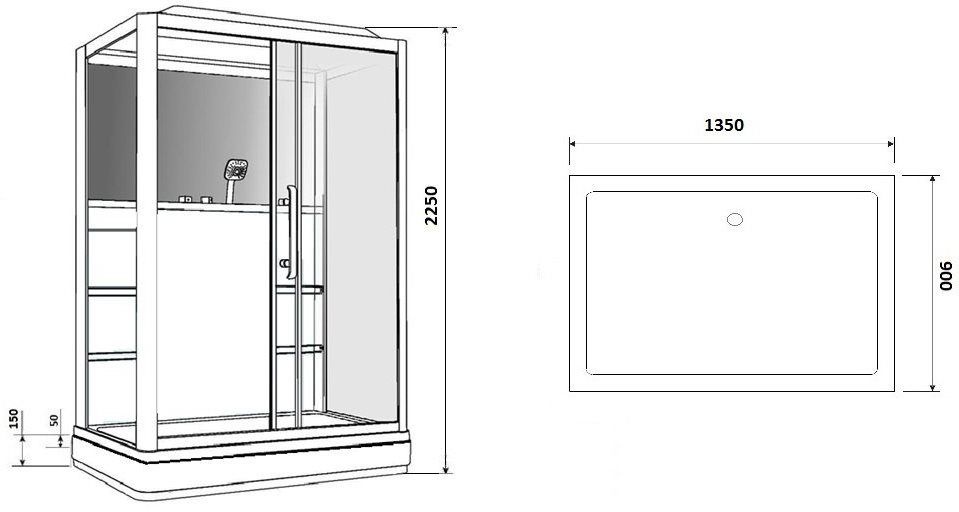 Душевая кабина Grossman GR128 135х90 L