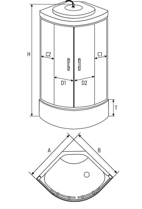Душевая кабина Erlit ER2509TP-C4-RUS 90х90