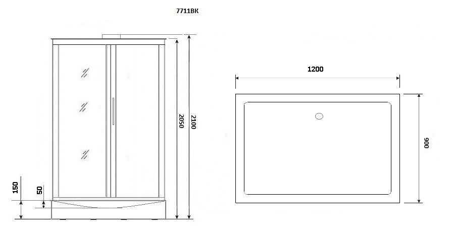 Душевая кабина Niagara Lux NG- 7711GBK 120х90