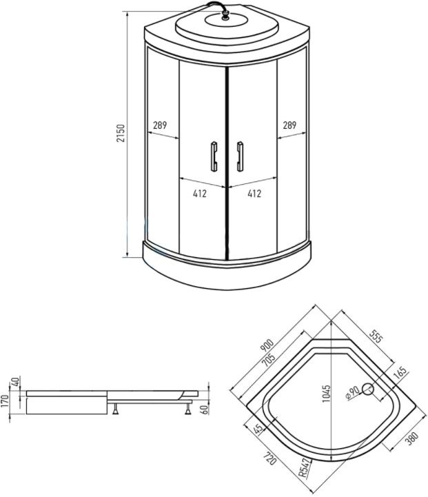 Душевая кабина Erlit ER3510P-C3-RUS 100х100