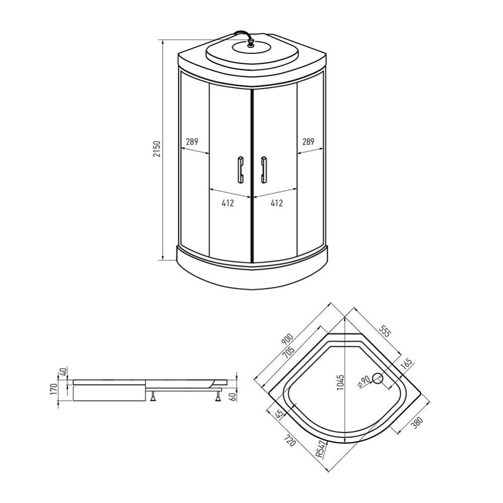 Душевая кабина Erlit ER3509PF-C3-RUS 90х90