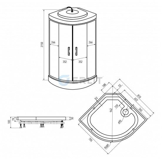 Душевая кабина Erlit ER3508P-C3-RUS 80х80
