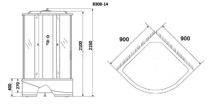 Душевая кабина Niagara NG- 8308-14 90х90