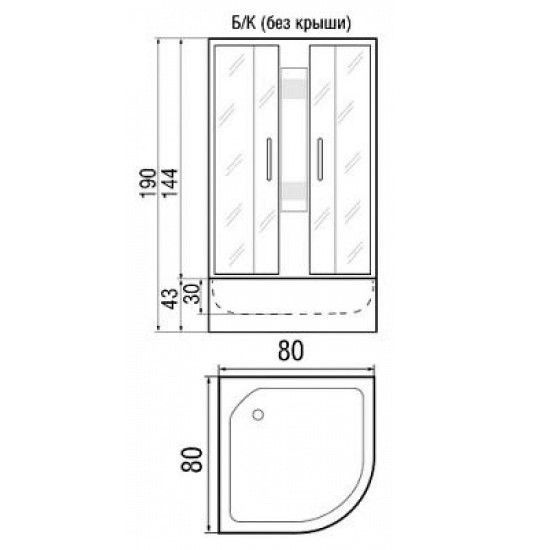 Душевая кабина River Nara Б/К 80/43 МТ 80х80