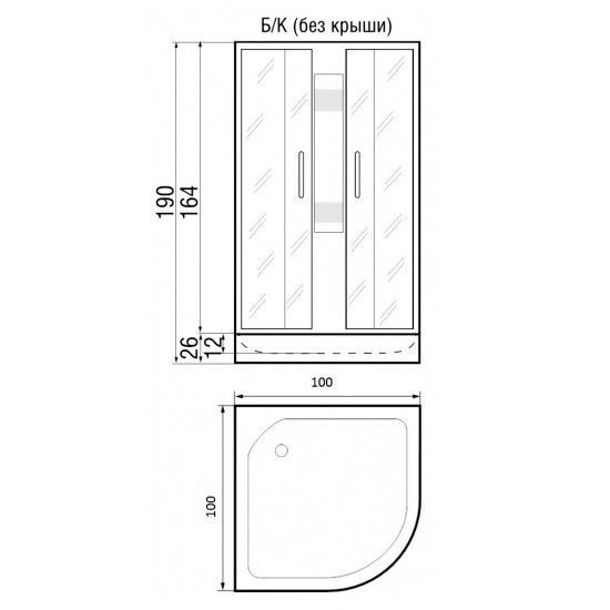 Душевая кабина River Nara Б/К 100/26 МТ 100х100