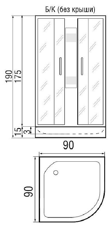 Душевая кабина River Nara Light Б/К 90/15 МТ 90х90