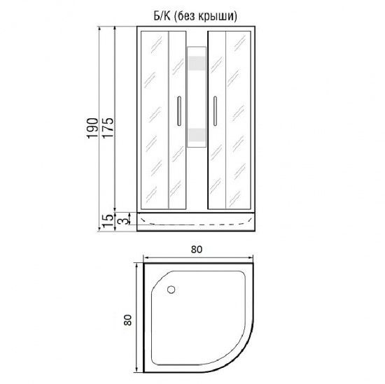 Душевая кабина River Nara Light Б/К 80/15 МТ 80х80