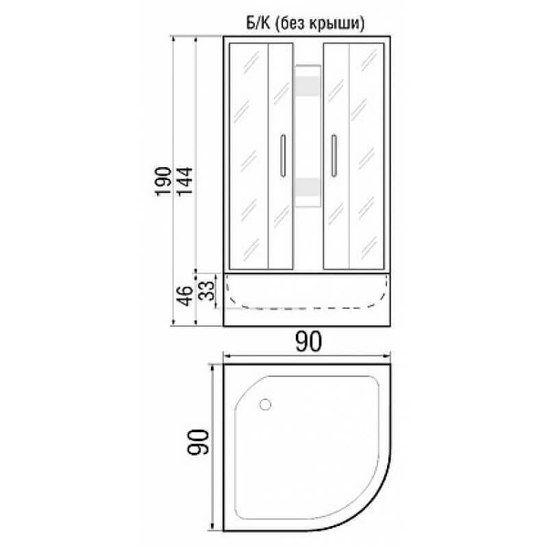 Душевая кабина River Rein Б/К 90/46 МТ 90х90
