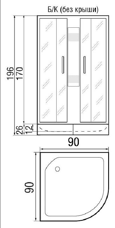 Душевая кабина River Lena Б/К 90/26 МТ 90х90