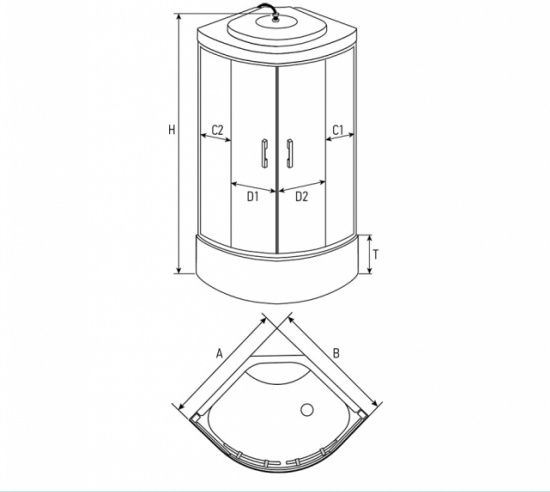 Душевая кабина Erlit ER2509TP-C4 90х90