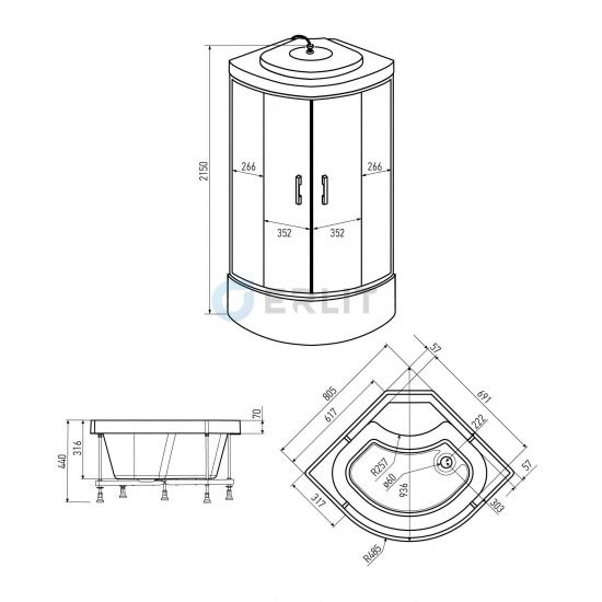 Душевая кабина Erlit ER3508TP-C4-RUS 80х80