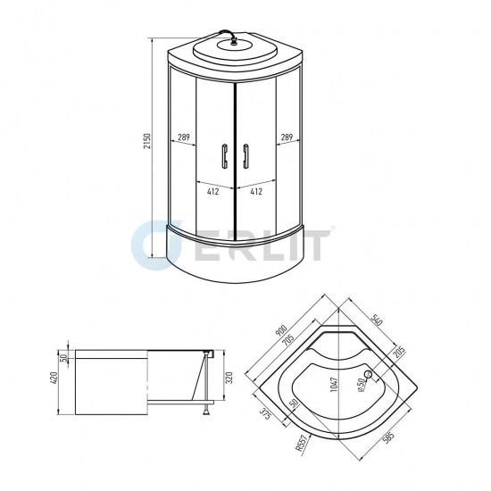 Душевая кабина Erlit ER3509TPF-C4-RUS 90х90