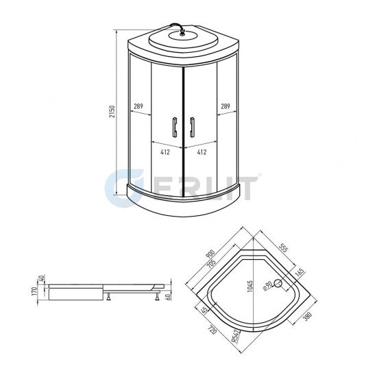 Душевая кабина Erlit ER3510P-C4-RUS 100х100